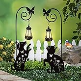 YY Gardenia 2 Pack Metal Beagle Dog and Cat Garden Stakes with Solar Lights Outdoor Decorative,Womens Gifts Unique,Garden Silhouette Animal Decor