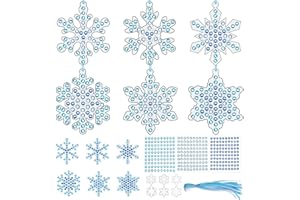 Civaner 24 Sets Snowflake Suncatcher Craft Kits Winter Window Arts and Crafts DIY Make Your Own Suncatcher Hanging Ornament for Winter Xmas Home Activity Party Favor