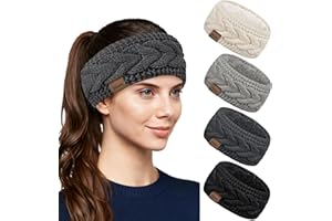 YSense 4 Pack Womens Ear Warmer Headband, Cable Knit Winter Headbands Fleece Lined Ear Warmers Stocking Stuffers for Women
