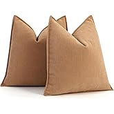 ZWJD Camel Pillow Covers 18x18 Set of 2 Chenille Throw Pillow Covers with Elegant Design Soft and Luxurious Decorative Throw Pillows for Couch, Bed, and Home Decor