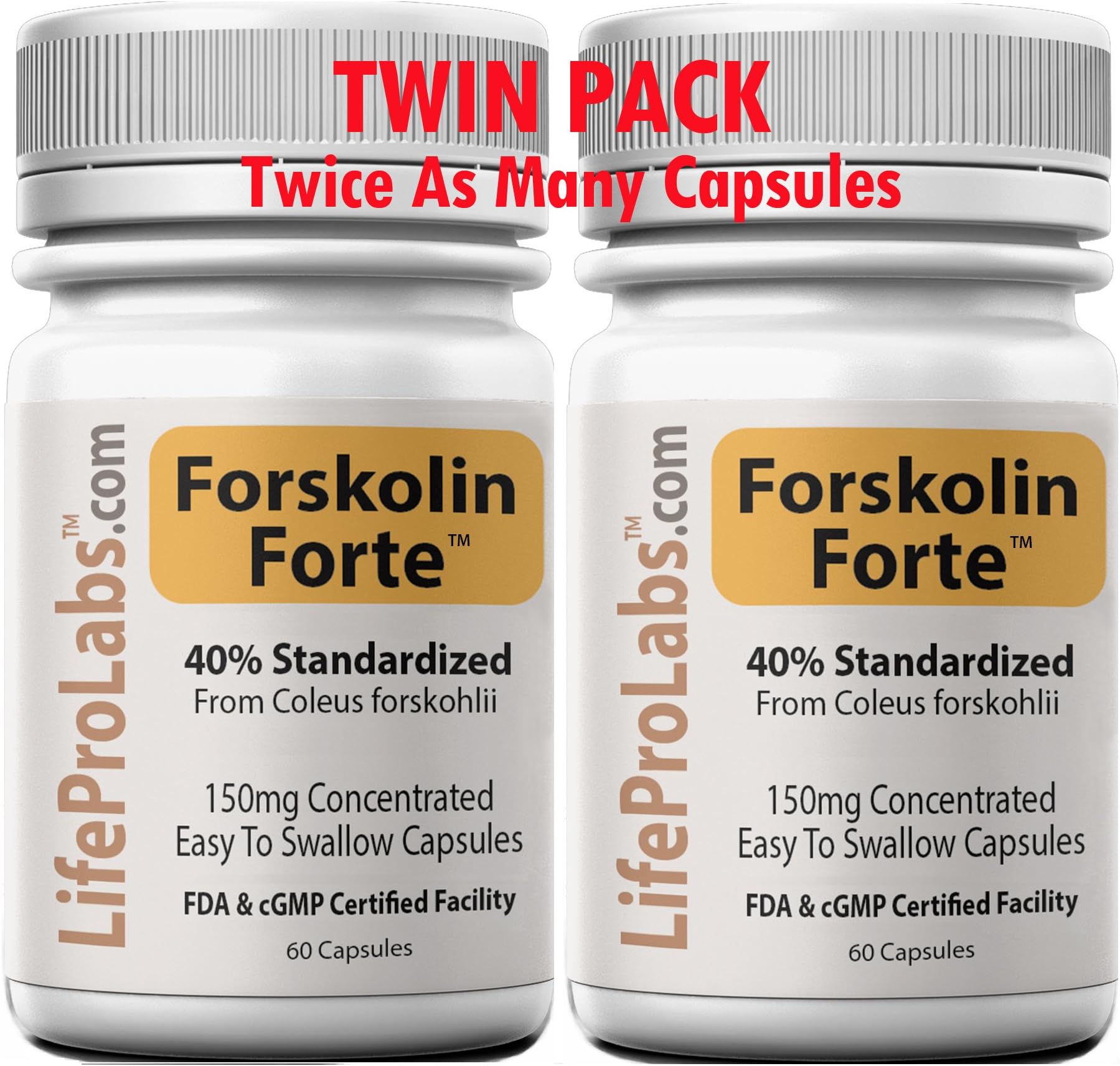 FORSKOLIN FORTE 40% |not 10% or 20%|, Up to 120% More Active Than 250mg, 50x Stronger Than Coleus Forskohlii Root, Easy Swallow Caps, Weight and Belly Fat Loss, Lean Muscle, Improve BMI. Guarantee