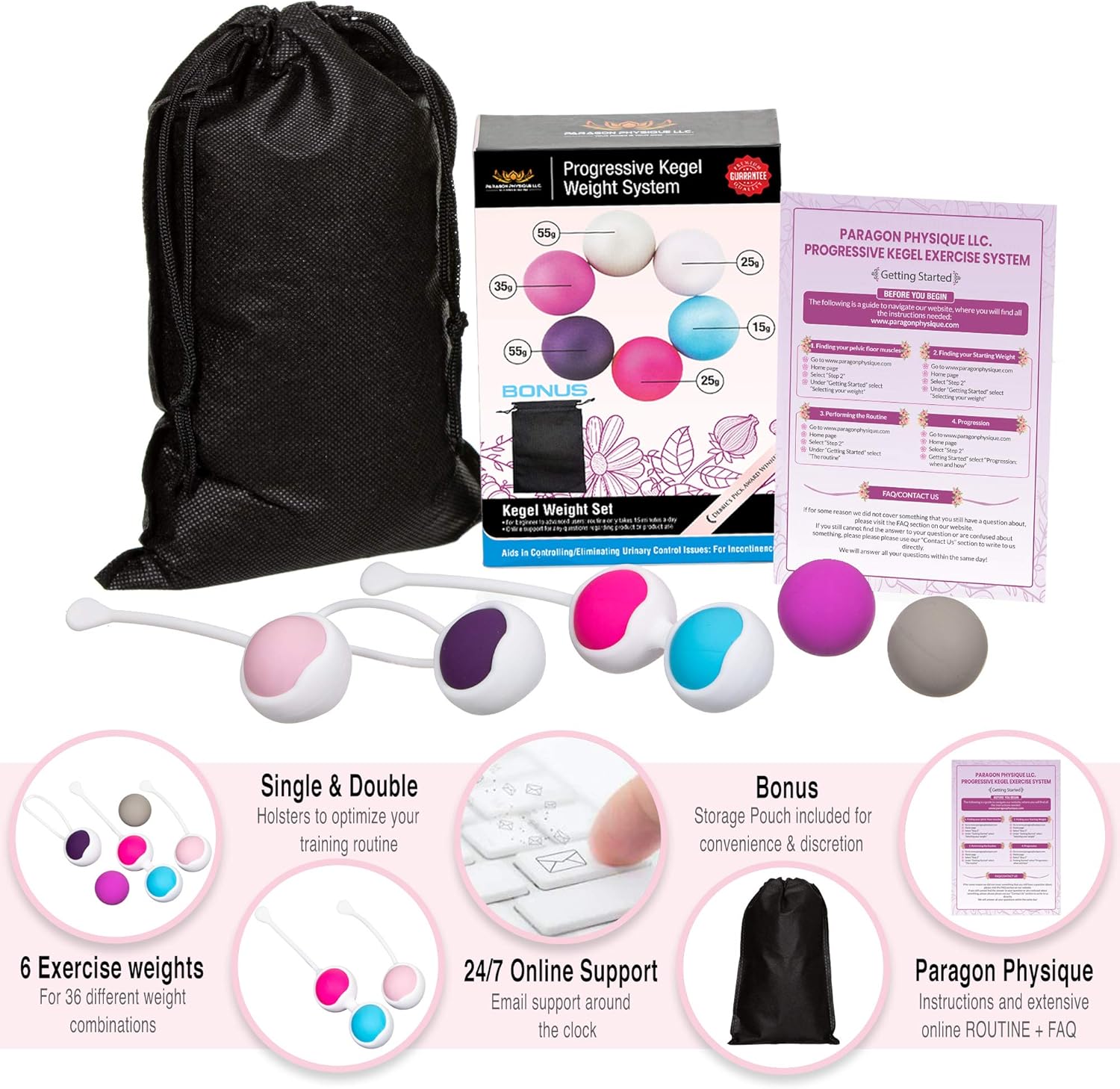 Ben Wa Progressive Kegel Weight Exercise System: 6 Weights for Woman Tightening, Beginner to Advance Strengthen Pelvic Floor Muscle Recovery and Resolves Incontinence & Bladder Control: Health & Personal Care