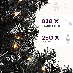 YITAHOME 6ft Prelit Black Artificial Christmas Tree