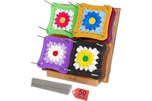 Olikraft 9.5" Crochet Blocking Board with Pegs 50 Pins - Granny Square Blocking Boards for Crochet Projects - Yarn Supplies Tools and Accessories and Gadgets