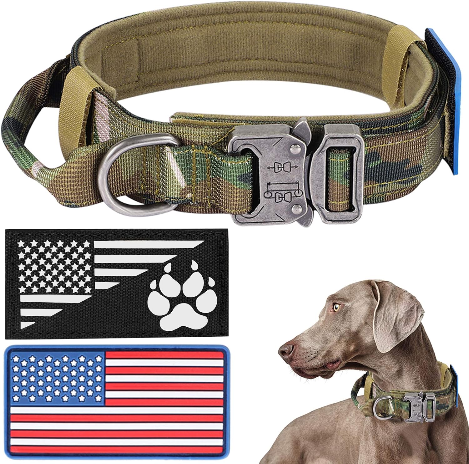 Tactical Dog Collar with USA American Flag, Military Dog