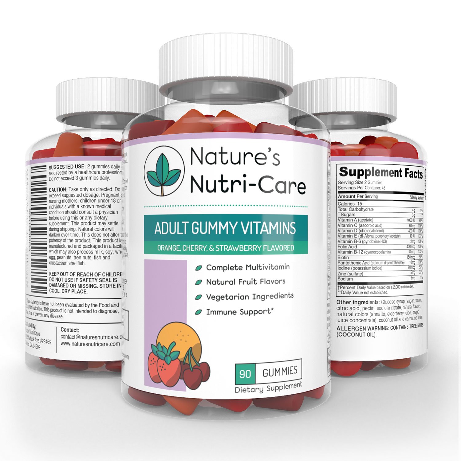 Nature's NutriCare Adult Gummy Vitamins 90 Gummies Vegetarian