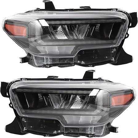 Amazon Ledヘッドライトアセンブリ Vlandフルledヘッドライトアセンブリクリアレンズパーキングライトフロントランプアセンブリ ハロゲンバルブ 車 バイク