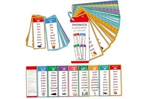 Phonics Flash Cards, Learn to Read Phonics Flash Cards with 60 Double-Sided Card - Alphabet, Sight Words, Colors, Numbers, An