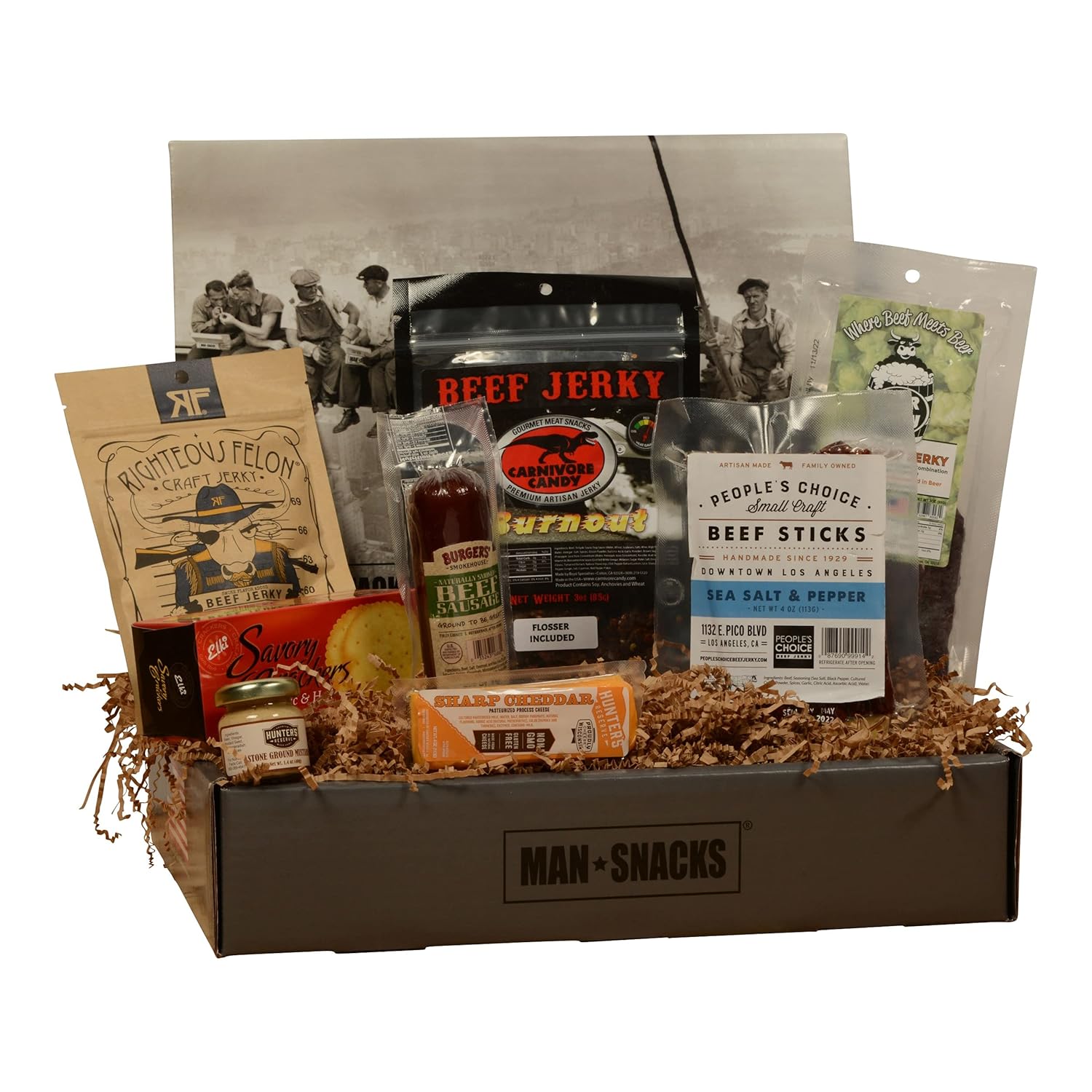 ManSnacks - BEEF BEEF BEEF - A Manly Assortment Of Beef Jerky, Sausage And Grub For The Meat Lover, All Packed In A Fun, Manly Gift Box. It's A Gift Basket For Real Men.