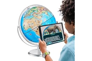 VEVOR Educational World Globe, 10 in/254 mm, Interactive Globe for Kids, with AR Golden APP, 720° Rotation, LED Night Lighting, 197 National Geographic Knowledge, STEM Toy, for Children Ages 4–10
