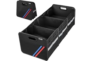 Getally Trunk Organizer for Car， Collapsible Trunk Organizer with Multi Pockets, 3 Compartments Storage Organizer for Car SUV, Truck, Sedan