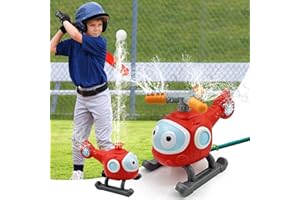 PUNIEAYI 2-in-1 Helicopter Water Sprinkler for Kids, Spinning Water Spray Sprinkler for Backyard, T Ball Game Splashing Summer Outdoor Activities, Lawn Sprinklers for Yard Boys Girls Dogs Pets