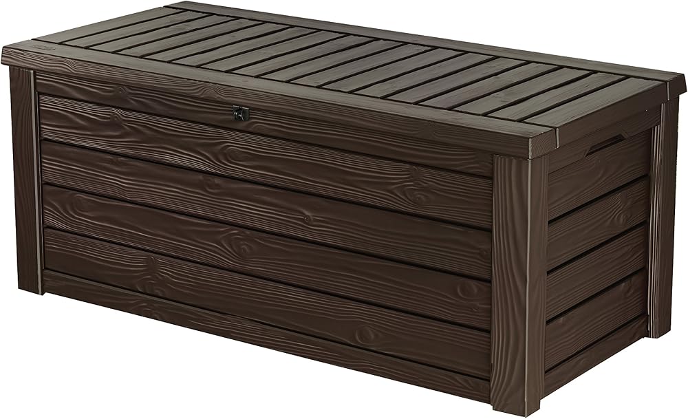 Keter Westwood 570L Outdoor Storage Box Brown Wood Effect All Weather