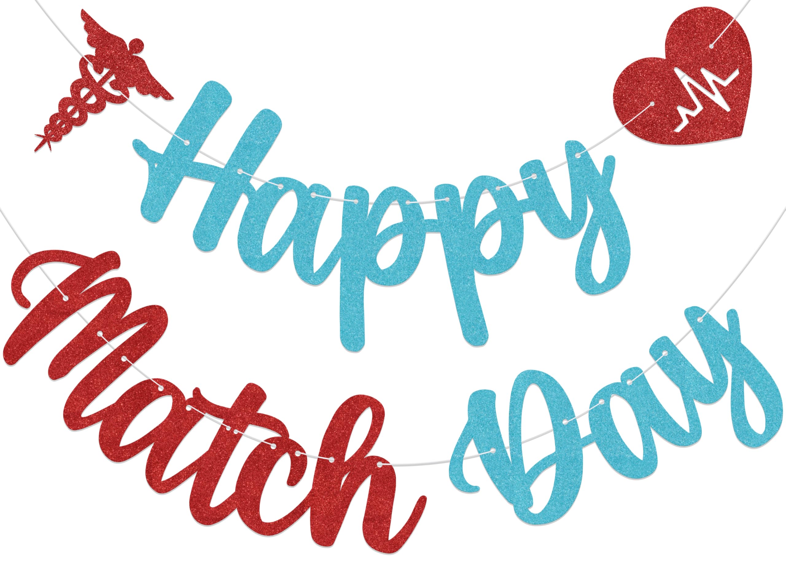 Photo 1 of *missing* Hzbcxs Happy Match Day Banner Residency Match Day Decorations Congrats on Matching Party Decorations Med School Graduation Party Decor Supplies Blue & Red