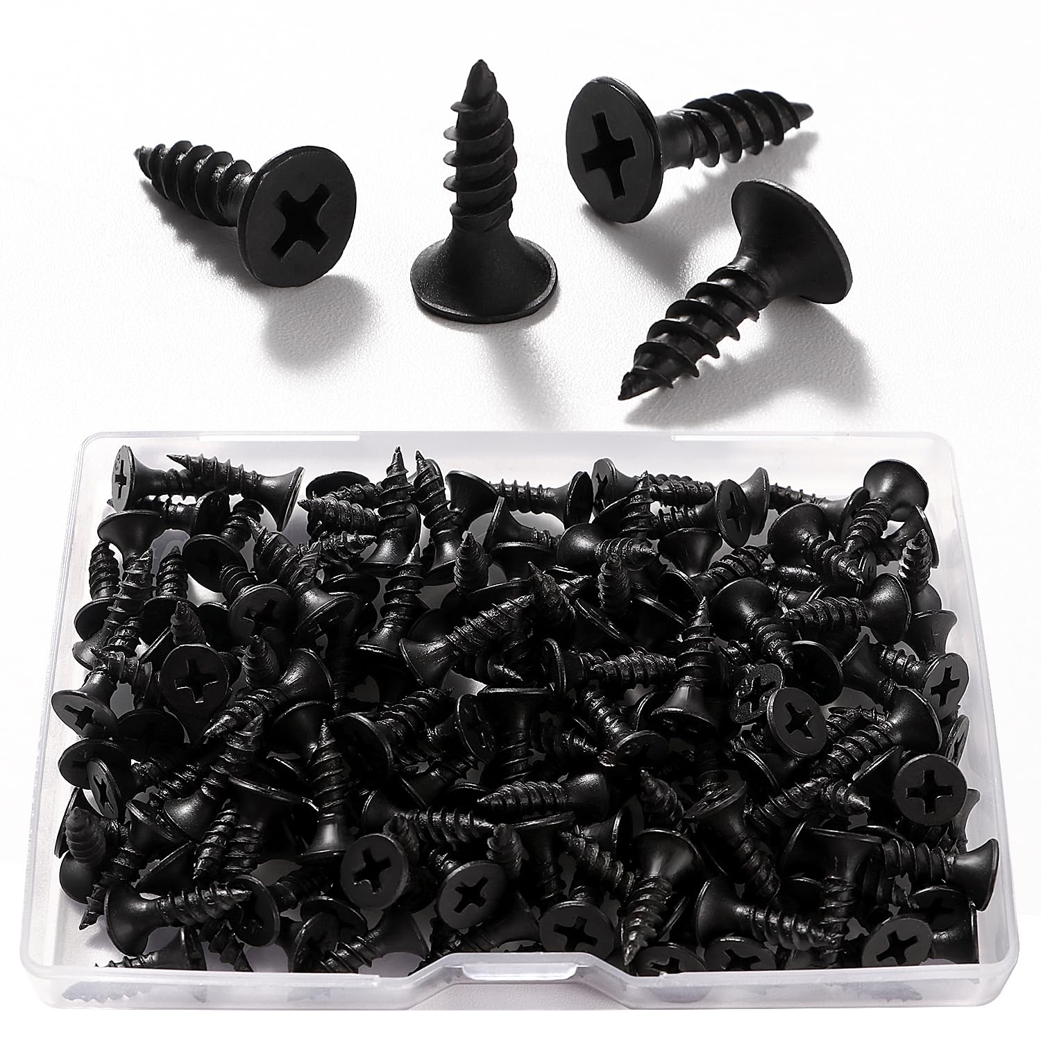 VooGenzek 150 PCS M3.5 * 16 mm Coarse Thread Point Drywall Screws, Phillips Countersunk, Plasterboard Wood Screw, for Plasterboard and Wood, Black — image 1