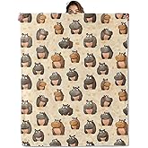Cute Hippo Pattern Blanket 50x60 in, Flannel Throw Blankets for Travel Camping Sofa Living Room Decor, Lightweight Cozy Soft Fuzzy Gifts for Women Adults Kids