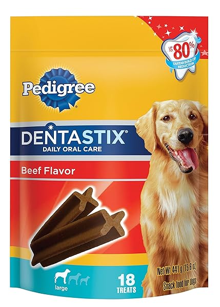 PEDIGREE DENTASTIX BEEF FLAVOR LARGE TREATS FOR DOGS – 15.6 OZ. 18 COUNT
