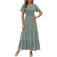DB MOON Women Casual Long Sleeve Green Plaid Maxi Dresses Empire Waist Long  Dress with Pockets S at Amazon Women's Clothing store