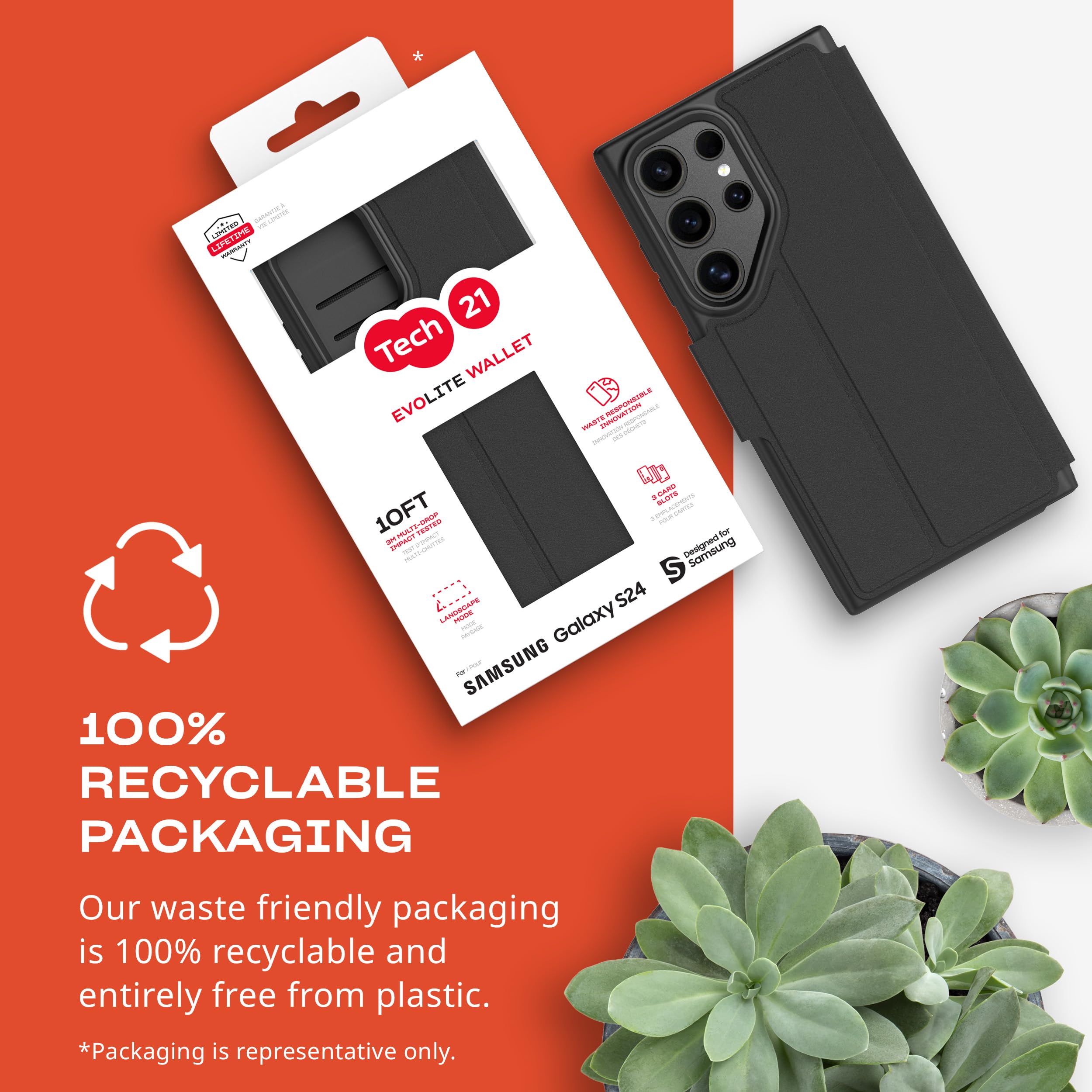 Tech21 EvoLite Wallet for Samsung S24 Ultra - Black