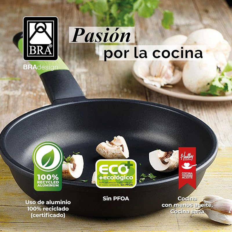 Bra prior - conjunto de 3 panelas, alumínio fundido antiaderente, inclui dois tripés verdes seguros, adequados para todos os tipos de placas, incluindo indução, 18-22-26 cm, cor preta
