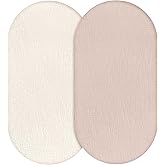 Muslin Bassinet Fitted Sheets, 2 Pack for Baby Boy and Girl, Soft Breathable Stretchy Baby Pad/Mattress Sheet Set, Universal Fit for Hourglass Oval and Rectangle Bassinet Mattress (Gentle Colors)