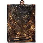 YCUFN Library Tree Flannel Blanket 50"x60" Magical Bookshelf Staircase Lightweight Throw Blankets Birthday for Fantasy Lovers Reading Nook Office Bedroom Sofa Fantasy Home Decorate