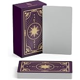 Metaphoracle Create Your Own Oracle Cards - DIY Blank Tarot Cards - Deck of 80 Blank Oracle Cards with Celestial Gold Foil Design - Standard Tarot Card Size 4.75 inches x 2.75 inches (Purple)
