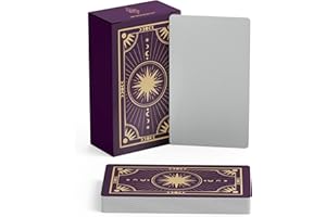 Metaphoracle Create Your Own Oracle Cards - DIY Blank Tarot Cards - Deck of 80 Blank Oracle Cards with Celestial Gold Foil Design - Standard Tarot Card Size 4.75 inches x 2.75 inches (Purple)