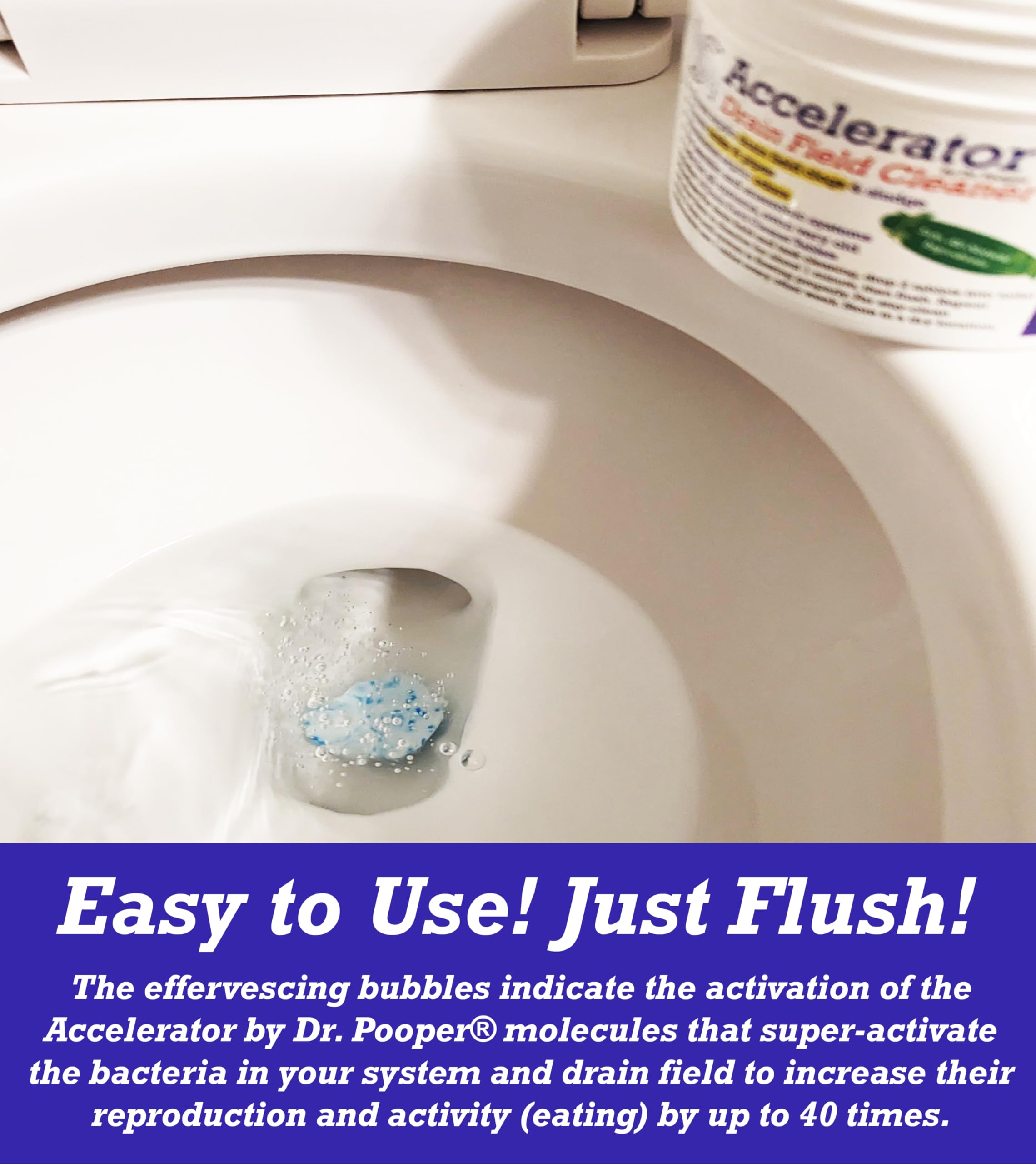 Drain Field Cleaner Tablets by Dr Pooper. Clears Septic Tanks and Drain Fields of Tough Clogs, Scum, Sludge AND Eliminates Odors FAST - Aerobic & Anaerobic Systems - Easy to Use, Just Flush.