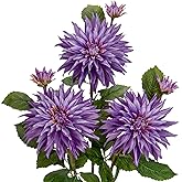 3Pcs Purple Artificial Dahlia Flowers 29.5" Fake Flower Silk Flowers with Long Stem Floral Arrangements Bouquets Faux Dahlias Flowers for DIY Wedding Party Centerpieces Decor Home Office Decoration