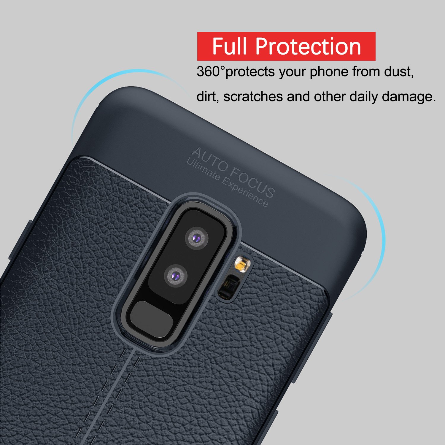 Samsung Galaxy S9 Soft Case, PRODELI Ultra Slim Flexible Leather TPU Protective Case Cover Shockproof,Anti-Scratch,Easy Grip,Full Protective Case for Galaxy S9 (Navy)
