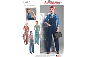 SIMPLICITY VINTAGE Simplicity Pattern 8447 H5 Misses' 1940s Vintage Pants, Overalls and Blouses, Size 6-8-10-12-14