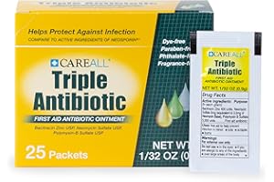 CareAll Triple Antibiotic Ointment (25 Pack), 0.9gr Foil Packet. First Aid Ointment That Prevents Infection in Minor Scrapes, Cuts, and Burns