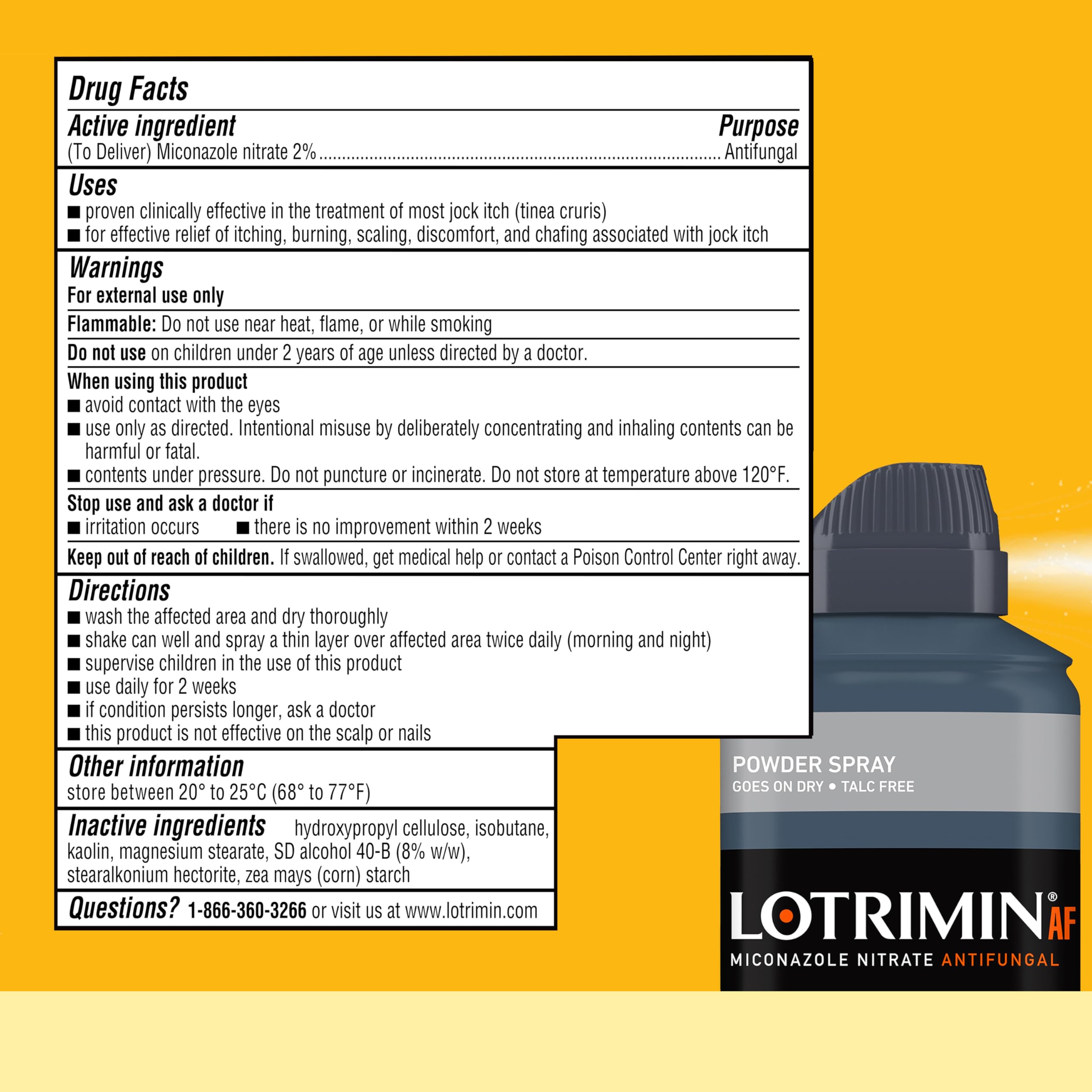 Lotrimin AF Jock Itch Powder Spray, Miconazole Nitrate 2% - Treatment of Most Itch, 4.6 Ounces (133 Grams) Spray Can (Pack 3)
