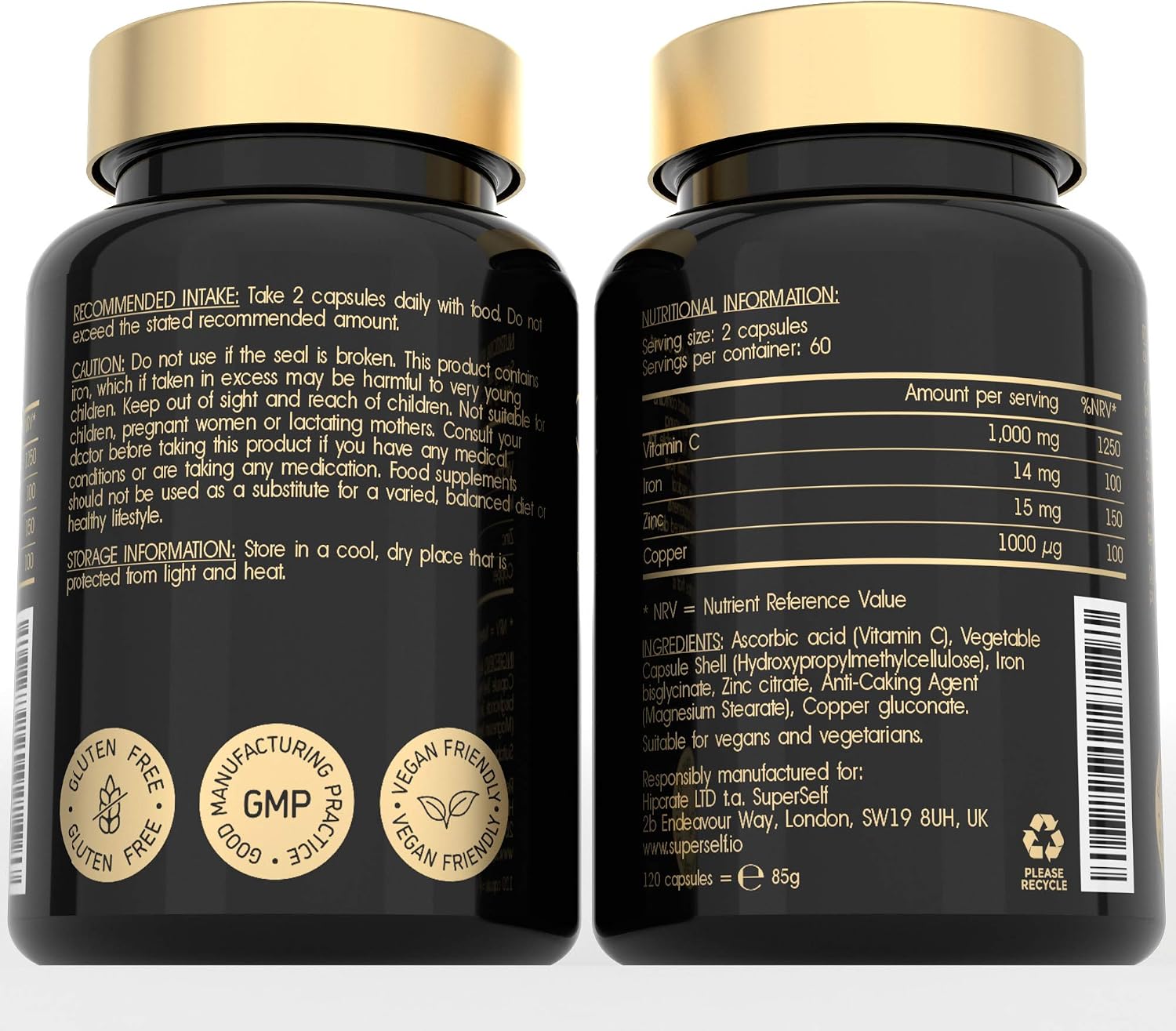 Vitamin C and Zinc Tablets, 1000mg VIT C Enhanced with Zinc, Iron, Copper High Strength, 120 Easy to Swallow Capsules - Image 3