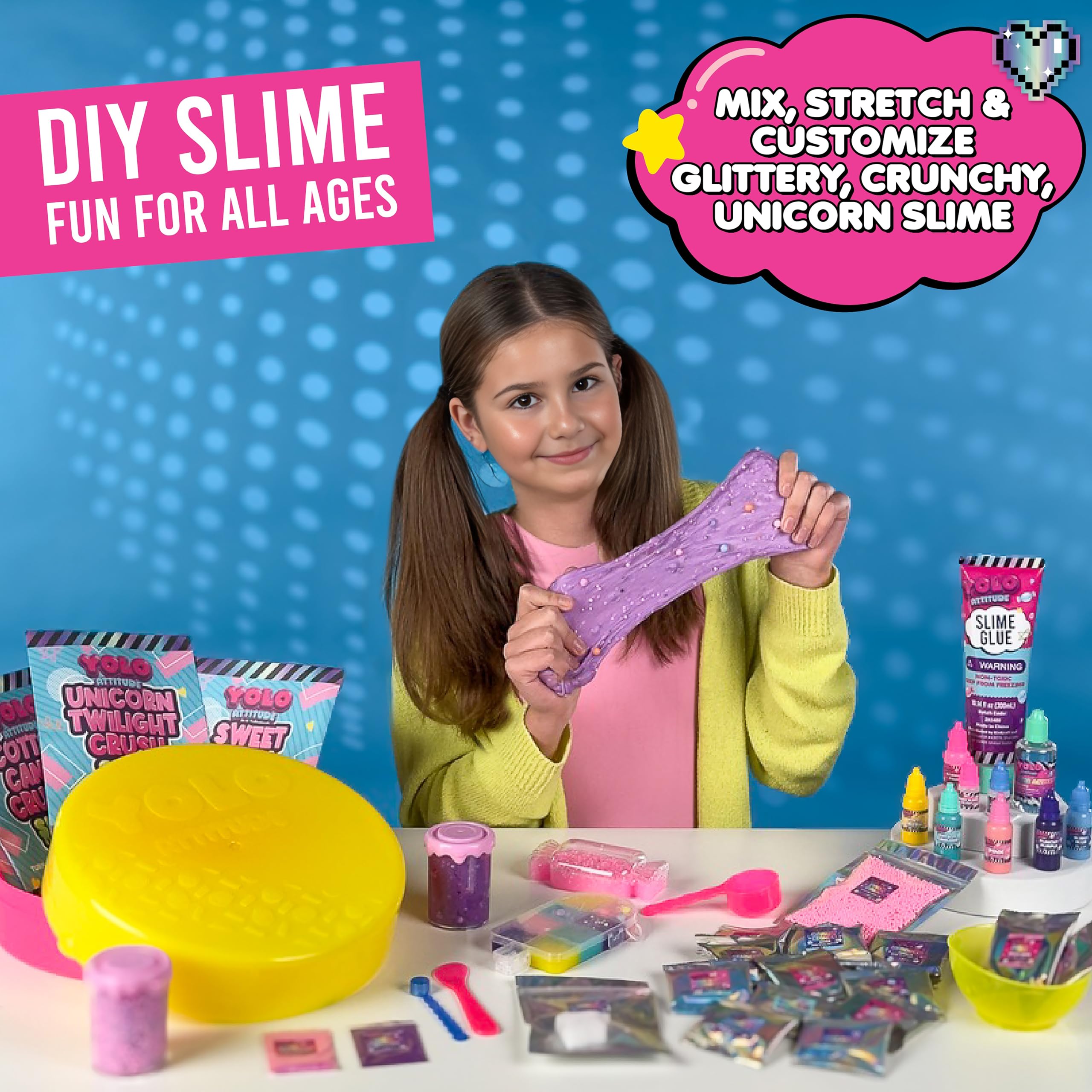 YOLO Unicorn Candy Craze Slime Kit - DIY Slime Making Set for Girls 8-12 with 40+ Magical Add-ins, Glitter & Cloud Slime Supplies