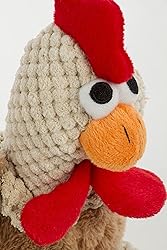 goDog Checkers Skinny Rooster Squeaky Plush Dog