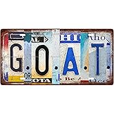 G.O.A.T. GOAT Metal Tin Sign License Plate Bar Cafe Garage Cave Home Room Wall Bathroom Farmhouse Garden Porch Patio Decor, 12 x 6 Inch