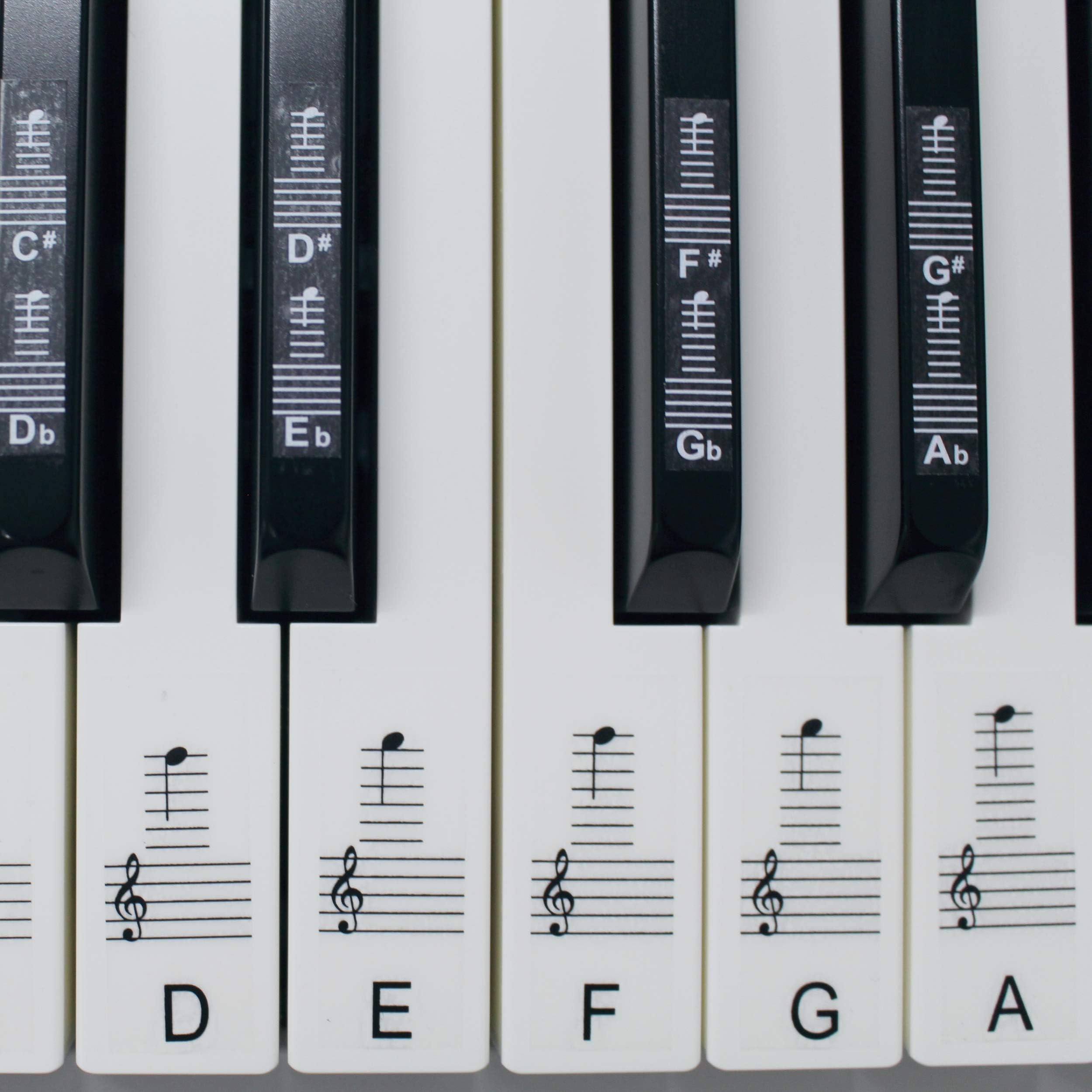 Keyboard or Piano Stickers up to 88 KEY SET for the black and white keys LAMINATED, ULTRA THIN PSBW 88