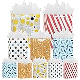 MUMULULU 10 Pack Gift Bags Assorted Sizes Paper Gift Bags with Handle and Tissue Paper for Birthday Party Baby Shower Wedding Holiday Presents