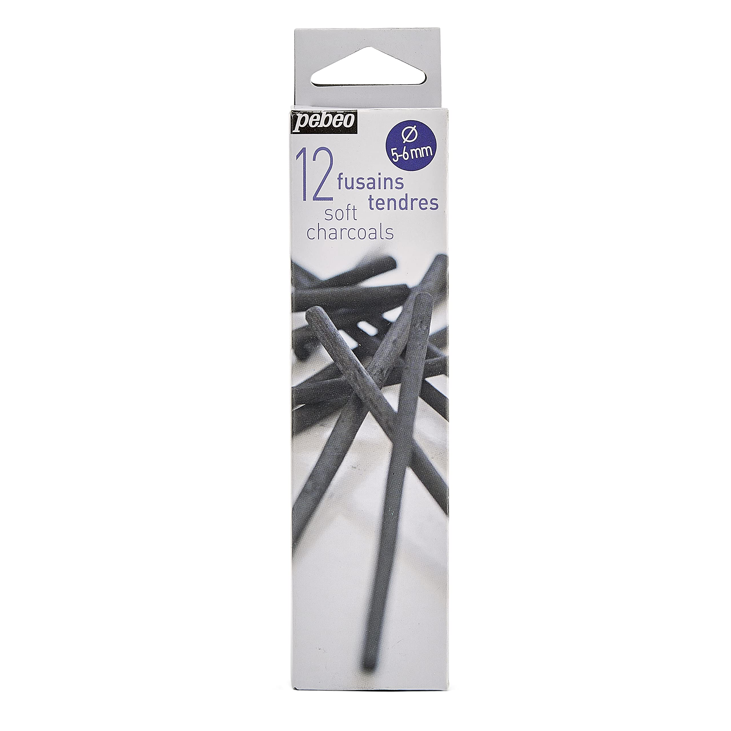 Pebeo drawing charcoal, pack of 12, soft, 5-f6 mm (383100)