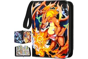 SAJOKEN Card Binder for Pokemon Cards Holder 4-Pocket, Trading Binders for Card Games Collection Case Book Fits 400 Cards With 50 Removable Sleeves Display Storage Carrying Case (400 cards)