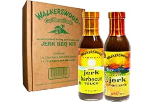 Walkerswood Jerk BBQ Kit - 1 x 12 oz Spicy Jerk BBQ Sauce + 1 x 12 oz Spicy Jerk Marinade (Pack of 2)