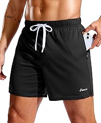 Pudolla Men's Workout Running Shorts with Zipper