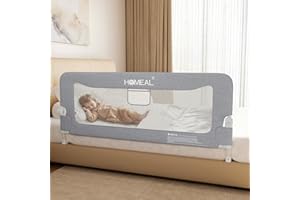 HOMEAL Bed Rail for Toddlers, 59in Foldable Toddler Bed Rails with U-Shape Base Twin Full Queen King Size Beds, Grey 1 Pack