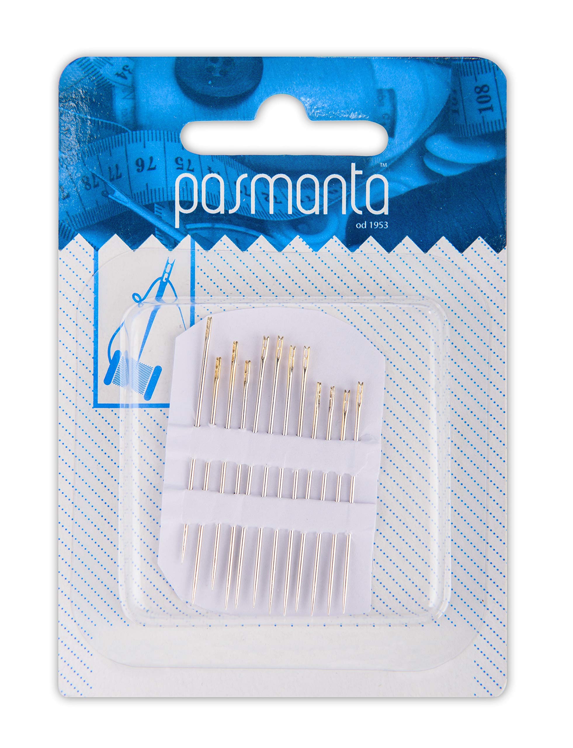 Pro Easy-Threading Self-Threading Needles, 12 V-Shaped Eye Needles, Assorted Sizes, Quality Sewing Accessories, by Pasmanta Since 1953