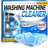 Bukeer Enzyme Washing Machine Cleaner Tablets (24 Pack) &ndash; Protease Laundry Machine Cleaner for HE, Front Load &amp; Top Load Washer, Deep Clean, Removes Odor, Fur, Residue &amp; Buildup (2-Year Supply)