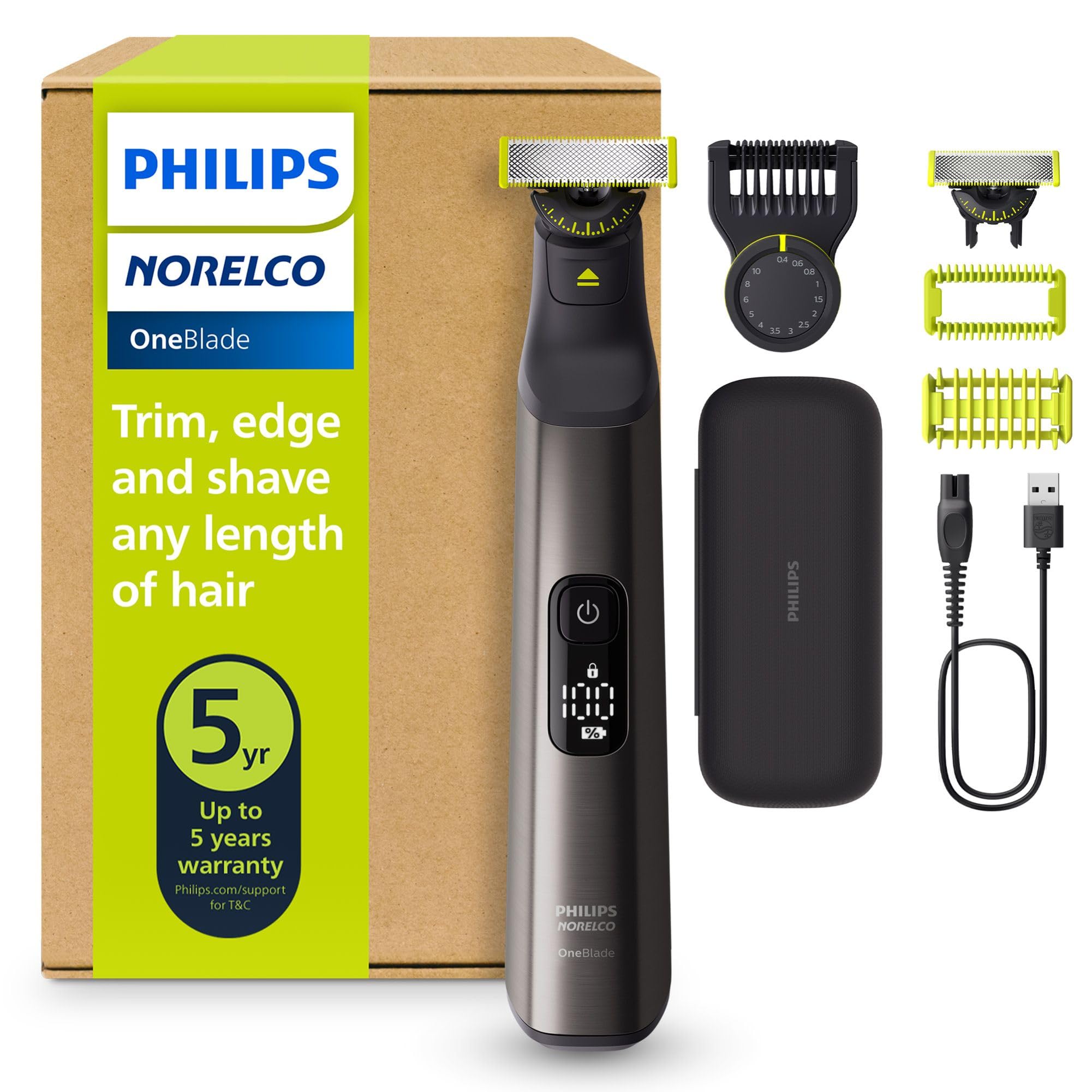 Photo 1 of Norelco Philips OneBlade 360 Pro Face + Body, Hybrid Electric Beard Trimmer, Shaver and Bodygroomer, with 360 Blade Technology, Model QP6552/90