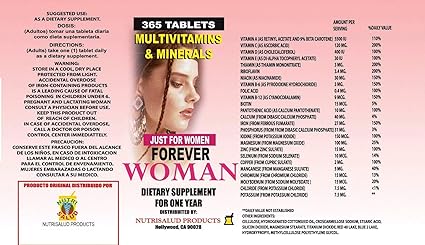 Multivitaminas Forever Woman 365 tabletas para todo un año. Especialmente para la mujer,...