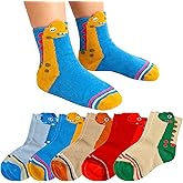 Nirvany 5 Pairs Dinosaur Socks for Kids, Funny Cartoon Dino Cotton Crew Socks, Great for Boys & Toddlers